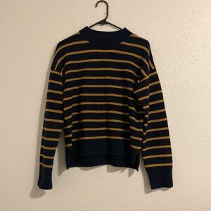 Uniqlo x Comptoir des Cotonniers navy and gold striped jumper (100% wool) S